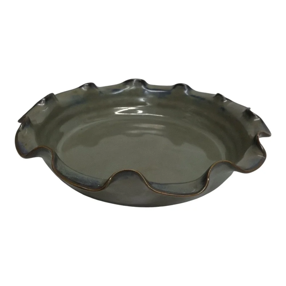 Biltmore Inspirations Blue Ridge Olive Green Pie Plate Scallop Edge EUC